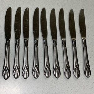 9 Hampton Silversmiths ROSE BUTTER KNIVES Stainless Glossy Discontinued Pattern